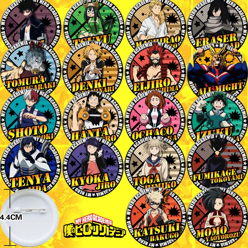 

Boku no My Hero Academia Bakugou Todoroki Cartoon Bedge Itabag Badge Button Medal Anime Brooch Pin Souvenir Cosplay Props 1Set
