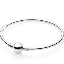 Браслет из натуральной 925 пробы, серебряный, Круглый, застежка, зажим, подходит для браслета, подходит для женщин, бусина, шарм, сделай сам, модные ювелирные изделия