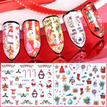 

1pc Christmas 3D Adhesive Nail Art Sticker Santa Claus Elk Slider Decals Xmas Design Manicure Decoration Wraps Foil LAE875-885