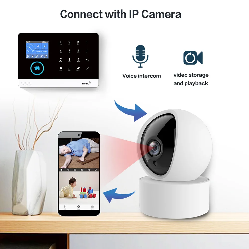 Security System Security Alarm Wireless Alarm Smart Siren Alarm Gautone WIFI GSM Wireless Smart Burglar Security Alarm System DIY Kit with door sensor and PIR motion sensor work with Alexa