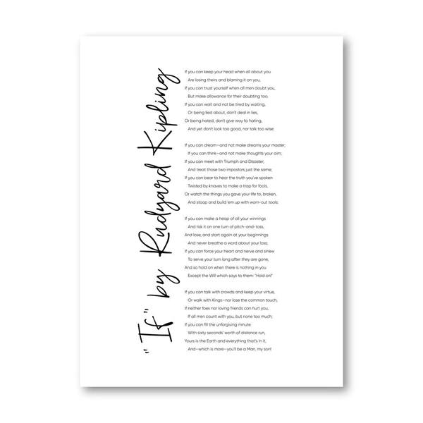 Poster Con Poesia 'If' Di Rudyard Kipling - Stampa Su Tela Motivazionale Incorniciata 40x61cm - 5