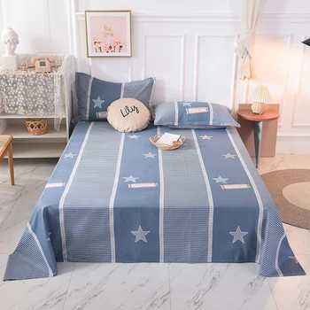 

Bed Sheet+2Pcs Pillow Cases 2021 New Pattern Decor Home Textile stripe Bedding Coverlet Flat Sheet Flower Bed Cover Bed Sheet