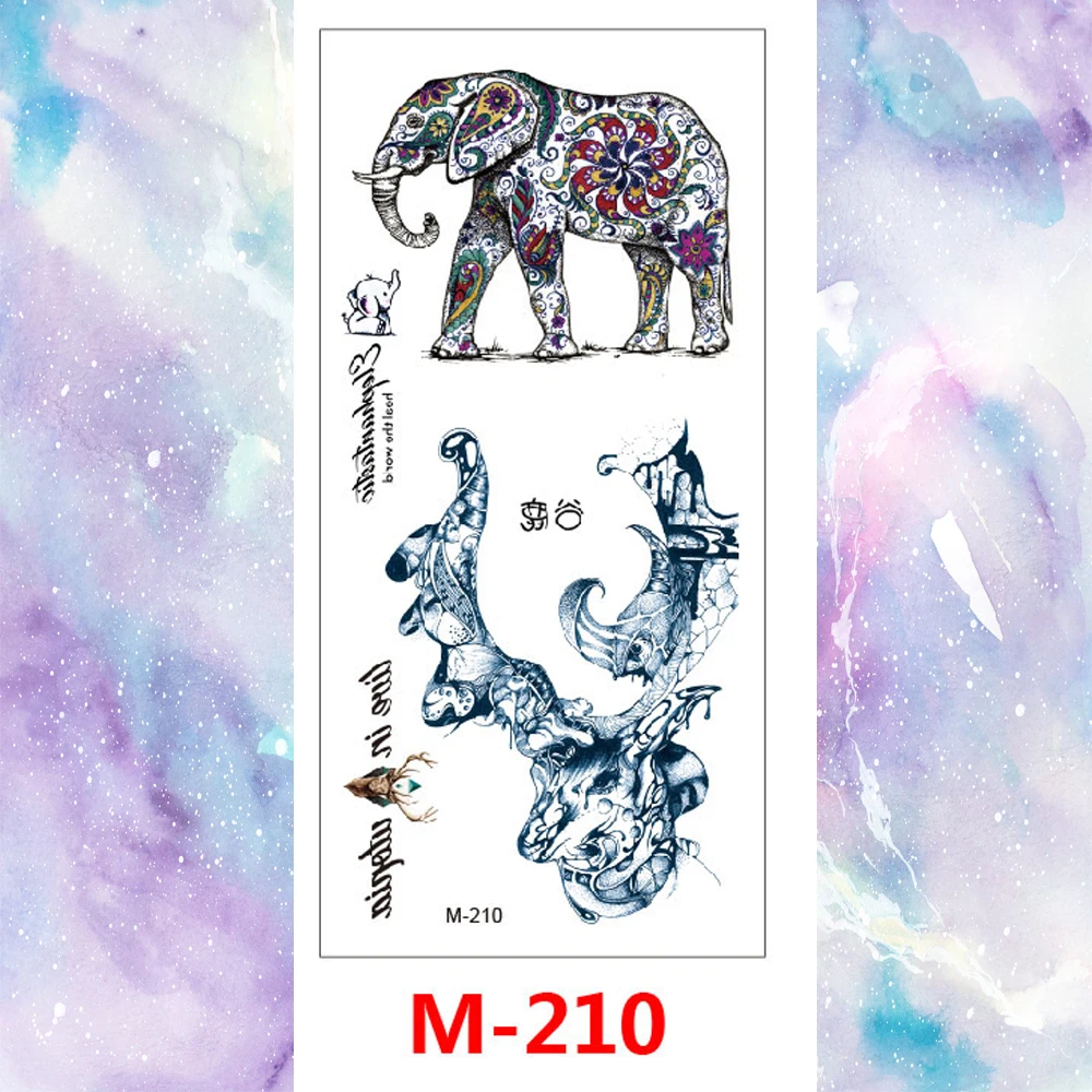 Временные красочные акварельные животные печати поддельные татуировки для женщин мужчин водонепроницаемый олень птица панда боди-арт девушки черные руки татуировки - Цвет: M-210