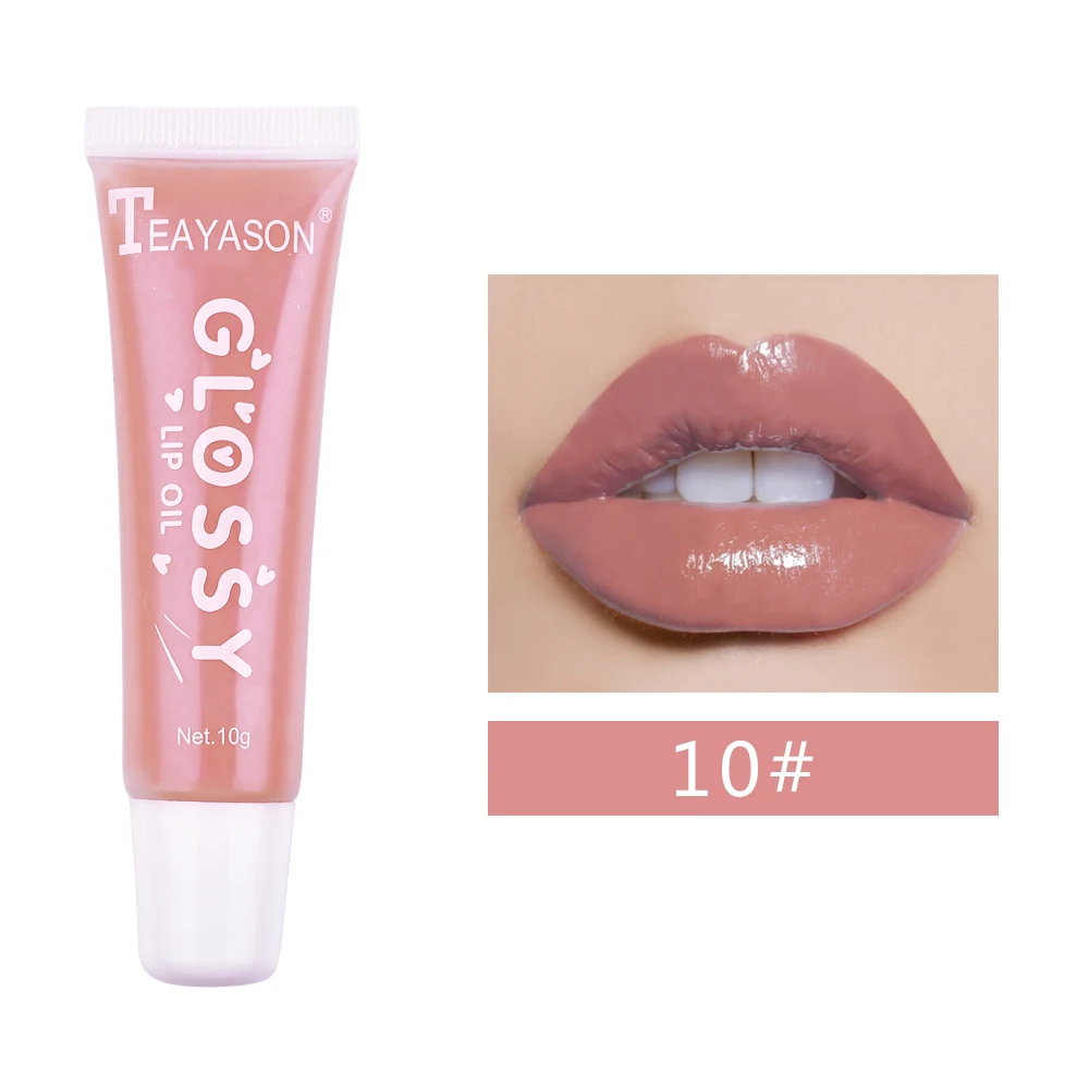 Увлажняющий блеск для губ Teayason, макияж телесного цвета, розовый, оранжевый, коричневый для губ, крем, стойкая Мягкая Блестящая помада, масло AM110 - Цвет: 10