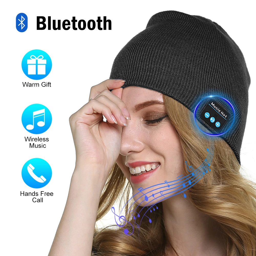 Bluetooth шапка бини Женская Мужская Беспроводная музыкальная шапка зимняя шапка для спорта на открытом воздухе Пешие прогулки Кемпинг бег