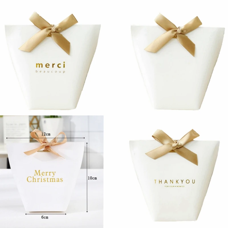 10 шт белые маленькие 6x6x10 см пустые Горячие штампы букв спасибо Merci Merry Christmas коробка подарка конфет поставки