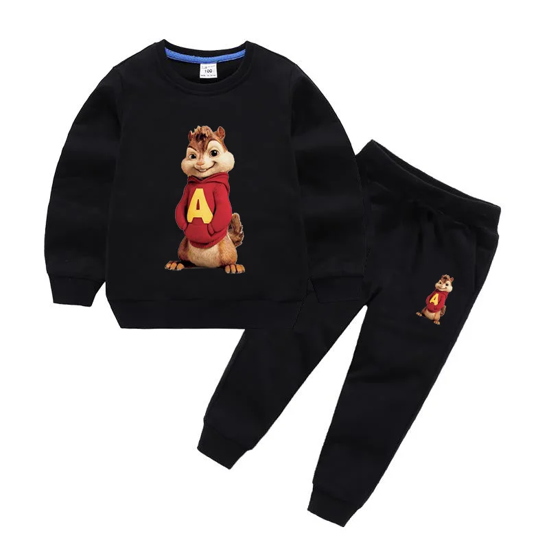 

Baby girl hoodies Boys Alvin and The Chipmunks Funny Sweatshirts Kid Fall Long Sleeves Top Children Cartoon Sweatshirt+Pants Set