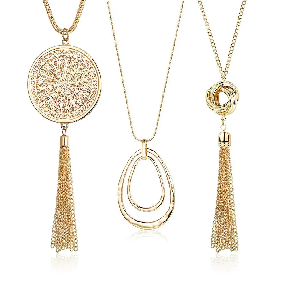 ASHMITA длинные ожерелья с кулоном для женщин Узелок диск круг кисточка подвески