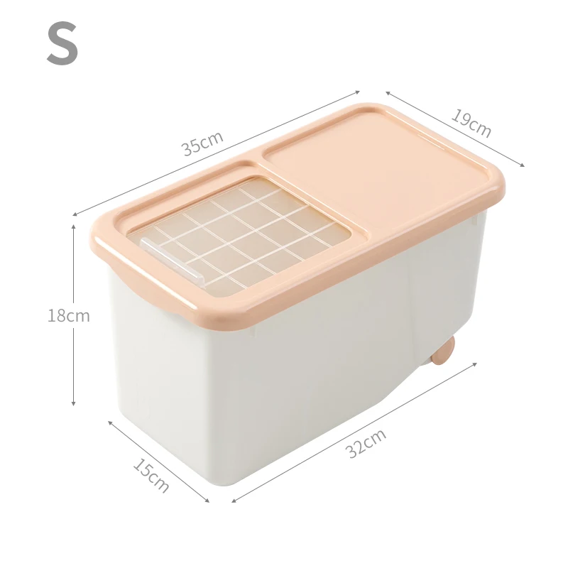 BNBS Kitchen Plastic Storage Rice Box Containers For Food Cereals Flour Sealed Box Crisper Rice Cans Kitchen Items Supplies - Color: Orange