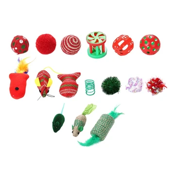 

Pet Assorted Toy Set 16 Pieces Cat Toys With Beautiful Storage Box Cat Interactive Toy Gift For Christmas Cat Toys Set
