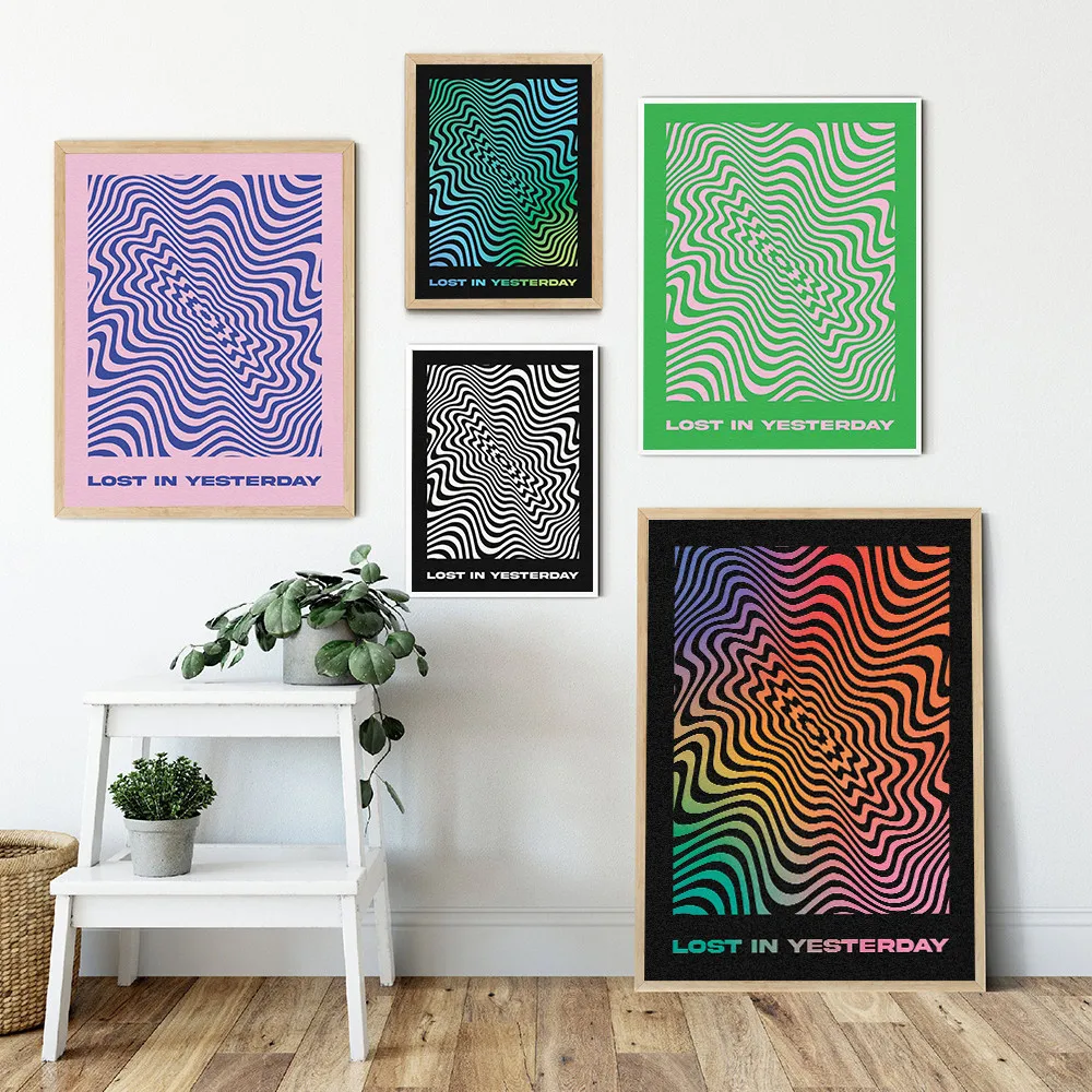Tame Impala Inspired Print Poster Lost In Yesterday Lyrics Abstract Colourful Canvas Picture Rock Roll Music Rainbow Wall Decor | Дом и сад