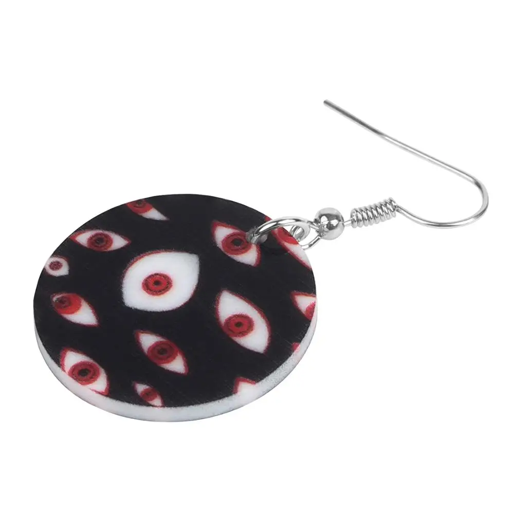 WEVENI Acrylic Halloween Horror Eye Round Earrings Drop Dangle Decorations Jewelry For Lady Girl Teen Party Charm Gift Accessory