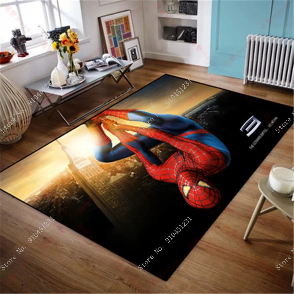 Spider-Man Room Decor Flannel Round Non-slip Floor Rug Carpet Pet Crawl Bathmat 