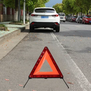 

Practical Car Stop Sign Tripod Road Flasher Triangle Emergency Warning Sign Foldable Reflective Safety Roadside Lighting