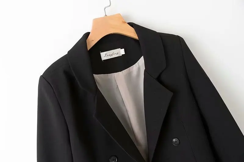 

E2aw3-0114 2019 Spring New Style Casual Wind WOMEN'S Dress Double Breasted Mid-length Suit Jacket