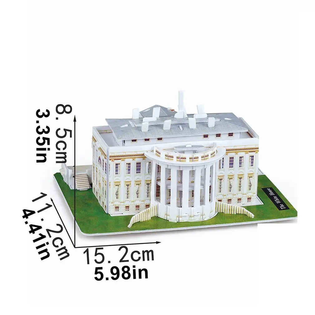 White House Мини Волшебный мир архитектура Эйфелева башня Статуя Свободы карты бумаги 3d головоломки строительные модели развивающие игрушки для детей - Цвет: White House