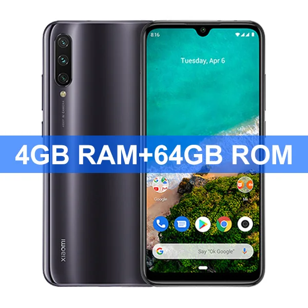 Grey 4GB 64GB Глобальная версия Xiaomi mi, мобильный телефон A3 mi A3, 4 ГБ, 64 ГБ, Восьмиядерный процессор Snapdragon 665, 6,088 дюймов, 48MP+ 32MP, камера AI, 4030 мА/ч - Цвет: Grey 4GB 64GB