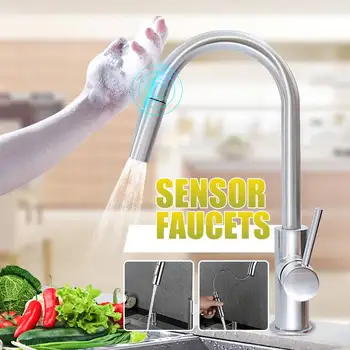 

New Sensor Kitchen Faucets Black Touch Inductive Sensitive Faucets Mixer Water Tap Single Handle Dual Outlet Water Modes