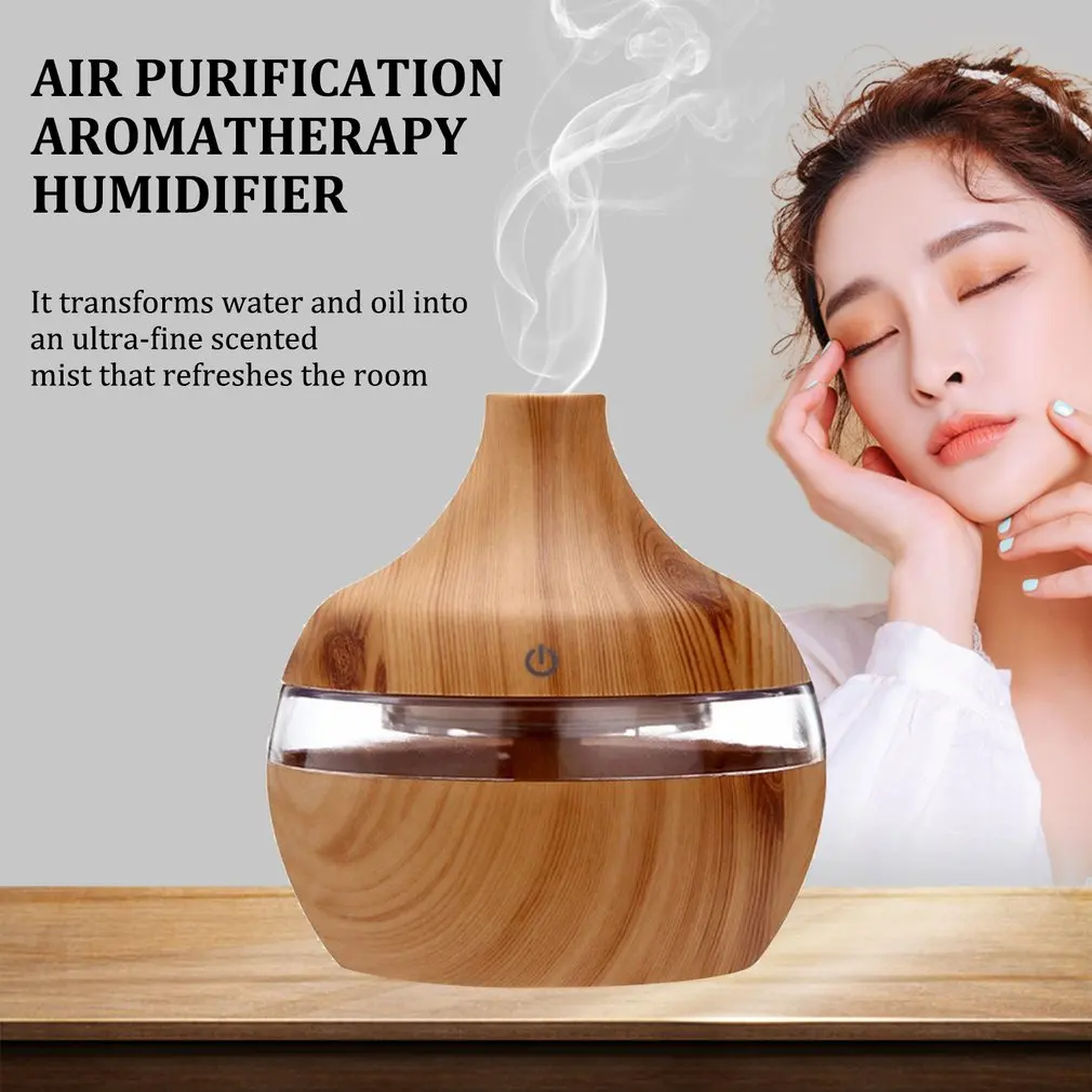 Wood Grain Essential Oil Aromatherapy Diffuser USB Charging Home Air Humidifier Purify Soothing LED Night Light Mist Maker