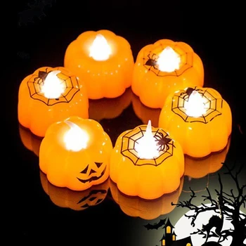

Pumpkin LED Tealight Party Lamp Electronic Candles Lamp Best Gift Halloween Romantic Battery Candles Light Flickering