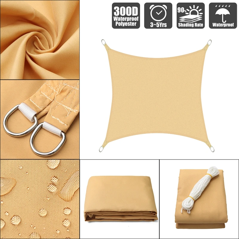 Sand 300D 160GSM Rectangular Shading Sail Polyester Oxford Household Waterproof Sunscreen Cloth Garden Awning Shade Outdoor | Дом и сад