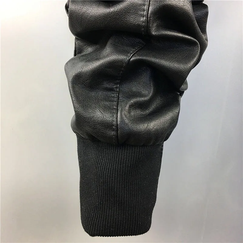 Idopy Для Мужчин's Искусственная кожа Slim Fit Повседневное джоггер эластичная кулиска на талии брюки для девочек