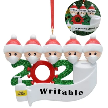

2020 Quarantine Christmas tree Decoration Gift Personalized Hanging Ornament Pandemic -Social Distancing Santa Claus with Mask