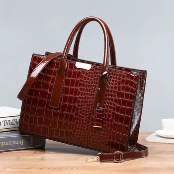 

SDN new European and American crocodile pattern women shoulder bag, high-end PU portable, stylish diagonal large capacity