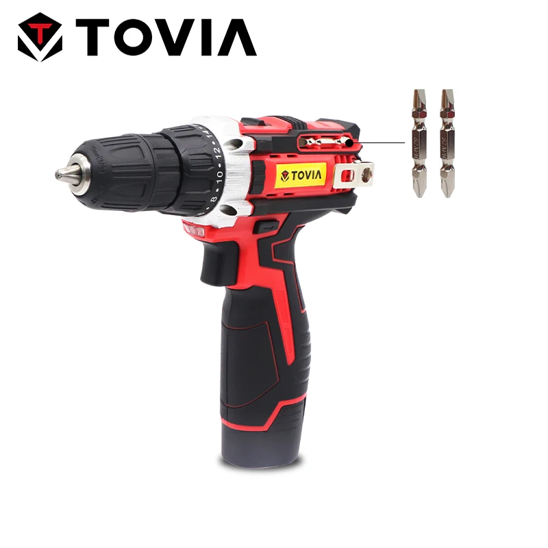 

TOVIA 12V Electric Drill 18+1 Torque Cordless Drill Double Speed Rechargeable Screwdriver Mini Hand Drill Power Tool Home DIY