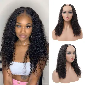 

Promqueen Deep Wave U Part Wig 150 Density Human Hair Wigs for black women Human Hair 100% Glueless Remy Hair