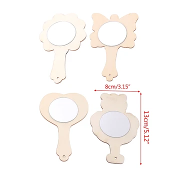 

DIY White Wood Mold Mirror Painting Handmade Craft Kids Toys Trinket Material
