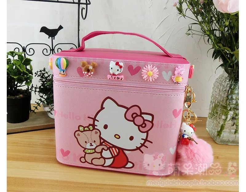Милый котенок Doraemon косметический Органайзер PU мультфильм макияж органайзер для хранения мелочей ящики коробки для безделушек розовый ящик для хранения игрушечная коробка