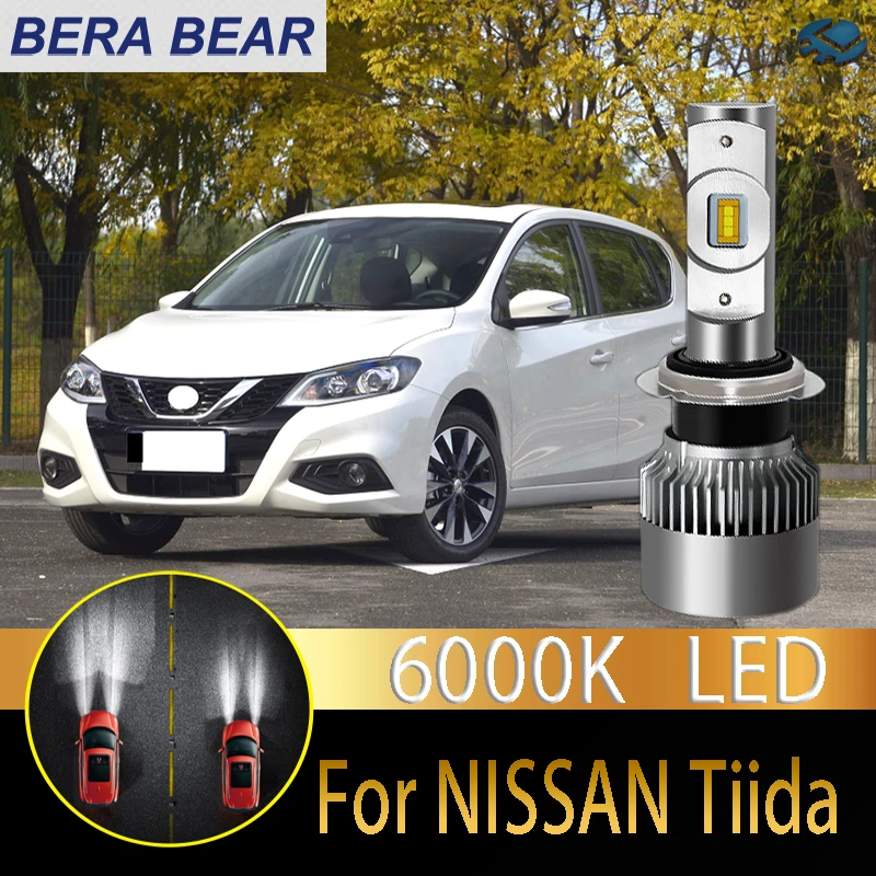Автомобильный головной светильник BERA BEAR, светодиодный светильник для Nissan Tiida Pulsar, светодиодный автомобильный светильник 6000 K, лм, белый светильник, автомобильный головной светильник 2X