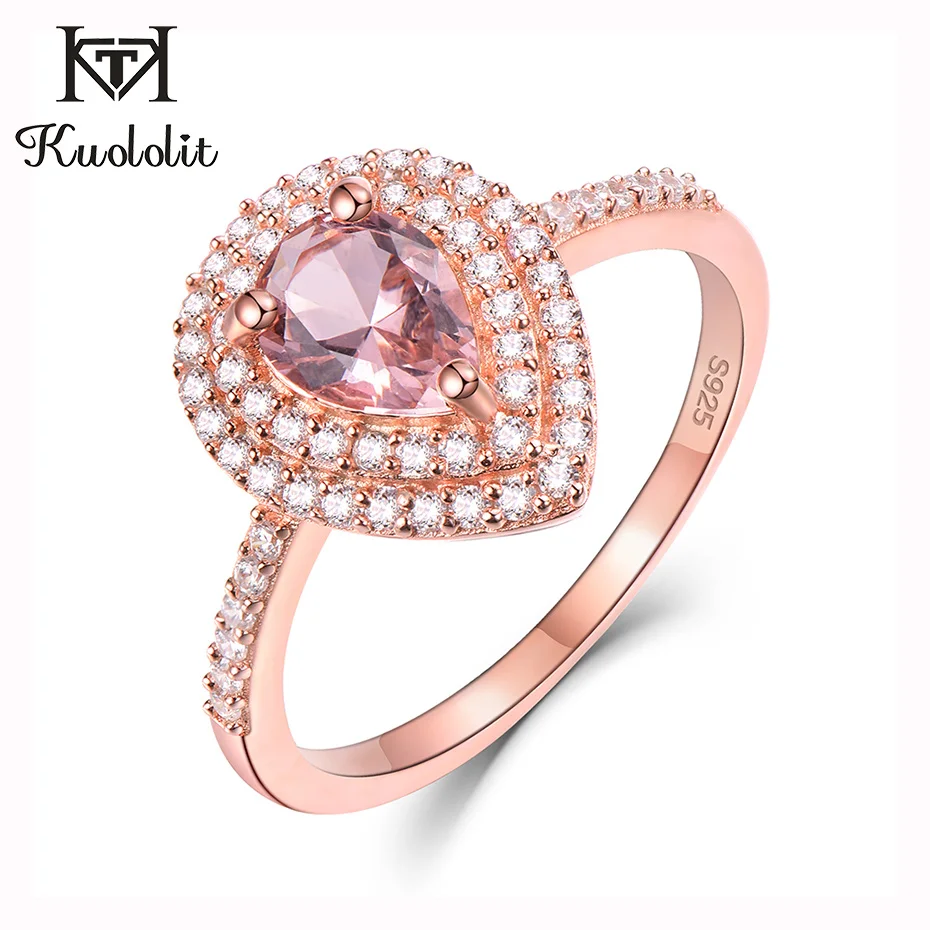 Plata esterlina 925 Anillo Solitario Corte Esmeralda Cz Morganita