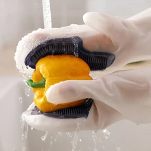 Волшебные перчатки для мытья посуды, кухонные водонепроницаемые перчатки для мытья посуды, кухонный инструмент, зимний прочный силиконовый анти-ожогов