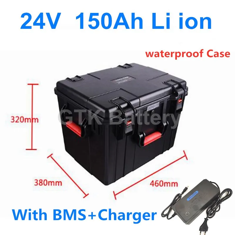 Водонепроницаемый 24v 150AH литий-ионный Батарея BMS EV на солнечных батареях, фара для электровелосипеда в мотор для центрального движения морские пропульсивные eboating 5000w+ 10A зарядное устройство