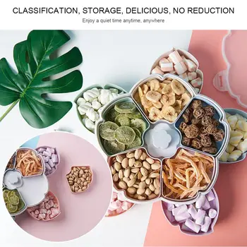 

2 Layer Rotary Flower Candy Box Dried Fruit Nut Plate Snacks Serving Storage Container Tray Holder Home Organized