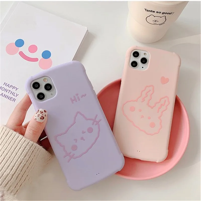 Wixsen милый мультяшный Кролик Кот животные чехол для телефона Iphone 11 Pro Max X Xr Xs 7 8 Plus