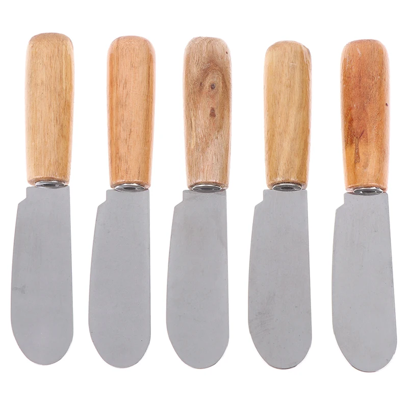 

Mini Sandwich Spreader Butter Cheese Slicer Knife Stainless Steel Spatula Kitchen Tool with Wooden Handle