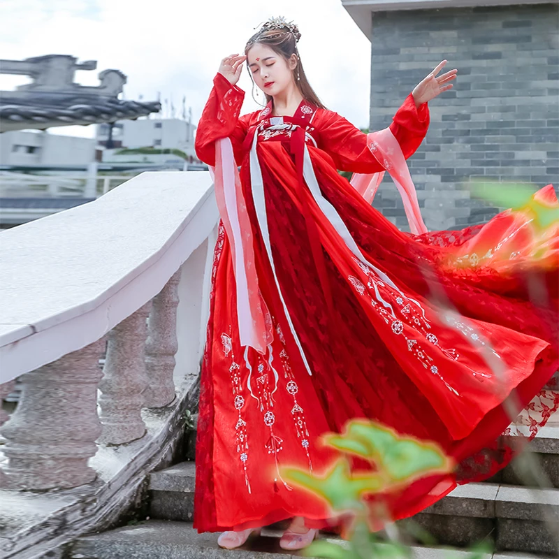 Hanfu платье древний традиционный танцевальный костюм женский династии Тан вышивка костюмы невесты Классический фестиваль представление DL4996