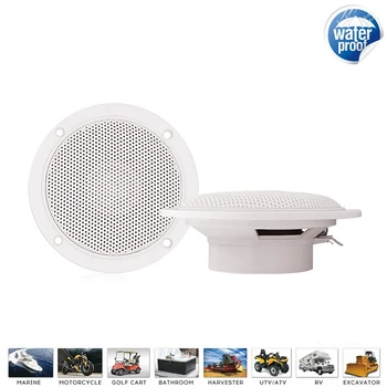

1Pair 120Watts 4inch Marine Waterproof Speakers White 2-Way Boat Full Range Stereo Speaker For ATV RV UTV SPA Yacht Motorcycle