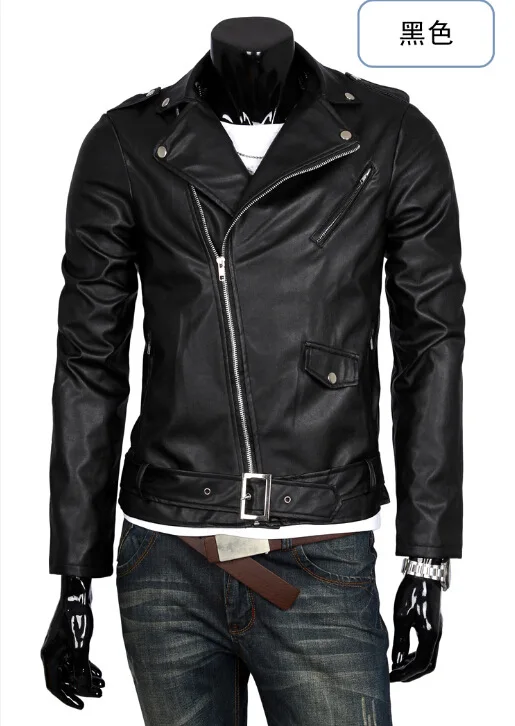 

Men's Leather Coat Leather Jacket Korean-style Slim Fit Locomotive Pu Washed Leather Coat Men's