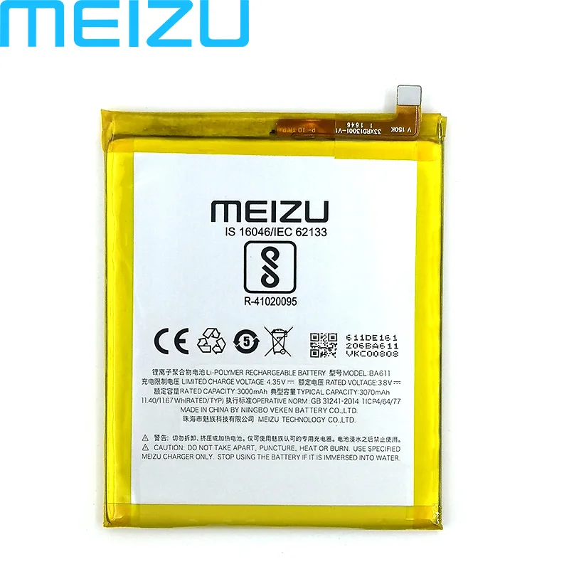 

Meizu 100% Original 3070mAh BA611 Battery For Meizu M5 Meizy Meilan 5 Phone Latest Production High Quality Battery+Tracking Code