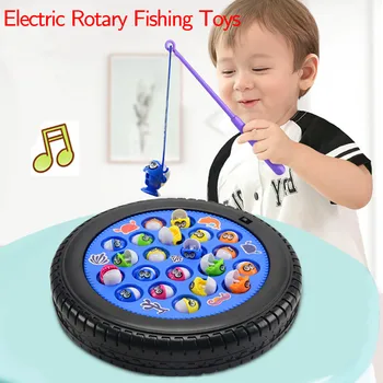 

Children's Electric Fishing Plate Rotating Music Multifunctional Souptoys playing fun toys at home Best Gifts Рыбалка игрушка