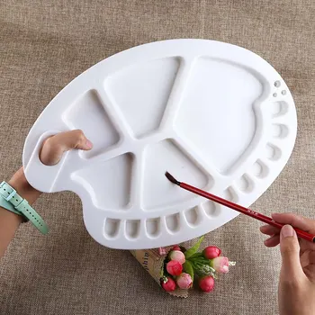

New Large Flower Shape Plastic Painting Palette Artist Watercolor Gouache Palette Art School Supplies Stationery Art Palette 1pc