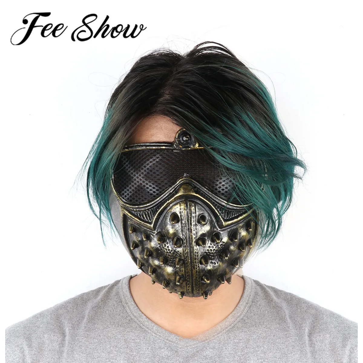 

Women Man Rivet Half Face Masks Men Halloween Anime Cosplay Stage Performance Hip-hop Dance Steampunk Gothic Accessories Costume