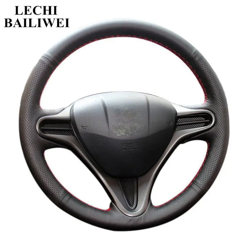 Черная оплетка рулевого колеса из натуральной кожи ручная строчка для Honda Civic Old
