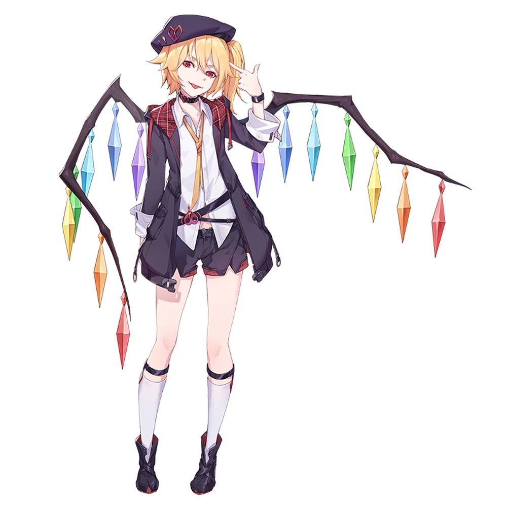 VEVEFHUANG Anime The Touhou Project Flandre Scarlet Cosplay Costume Halloween Uniform cosplay costume Halloween costumes set dress female gift