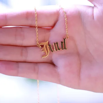

Personalized Name Gold Necklace For Women Custom Old English Font Stainless Steel Pendant Necklace Fashion Jewelry Gift BFF