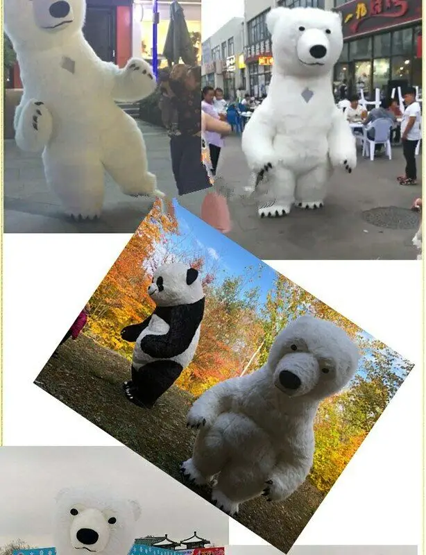 Надувной длинный меховой костюм полярного медведя, костюм для косплея, нарядное платье, наряды на Хэллоуин, реклама, Рождество, размер для взрослых